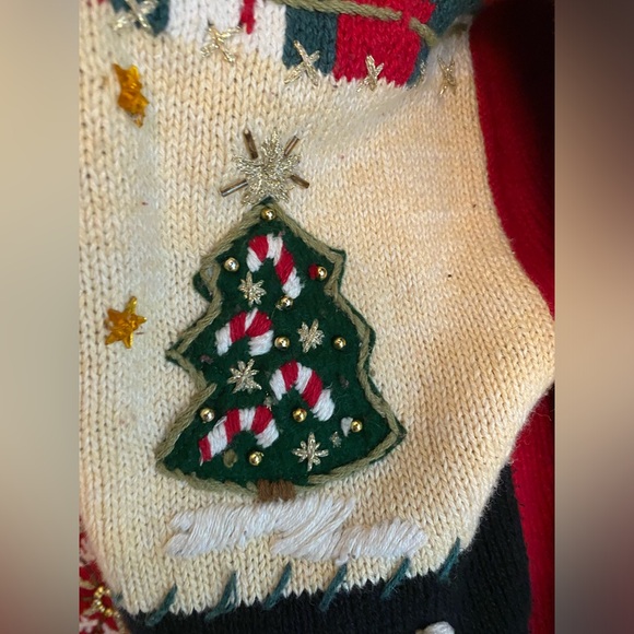 Vintage Christmas Patchwork Cardigan Heirloom Collectibles Ugly Sweater Sz S - Picture 4 of 12